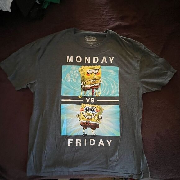 SpongeBob SquarePants Men's and Big Men's Monday vs Friday Graphic Tee SIZE 2XL - Picture 2 of 5